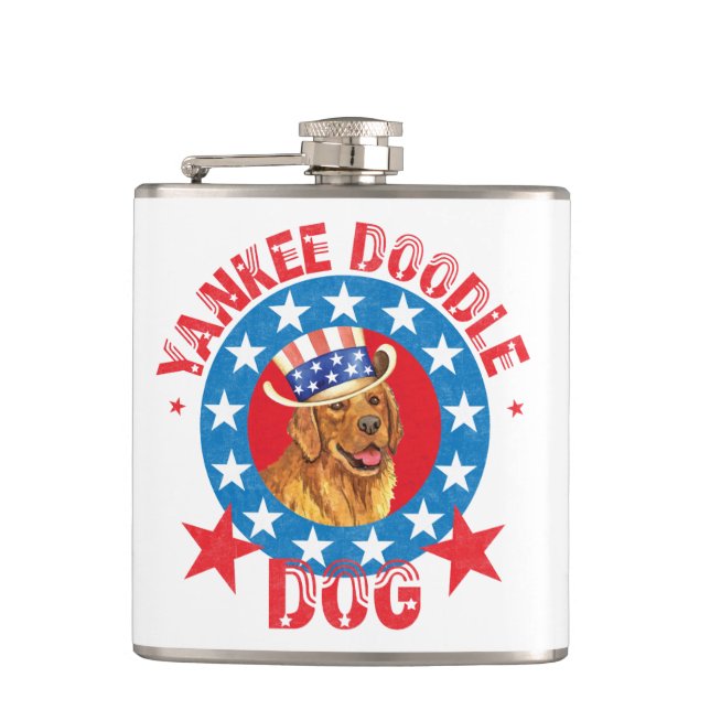 Patriotic Golden Retriever Flachmann (Vorderseite)