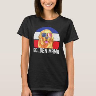 Patriotic Golden Retriever Mama Vintag American F T-Shirt