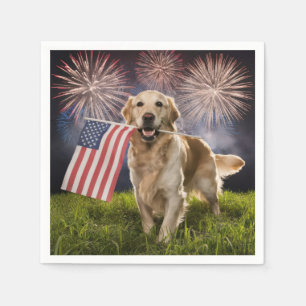 Patriotic Golden Retriever Serviette