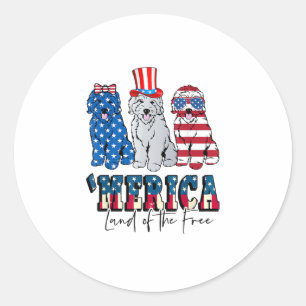 Patriotic Goldendoodle Dog 4. Juli USA Runder Aufkleber