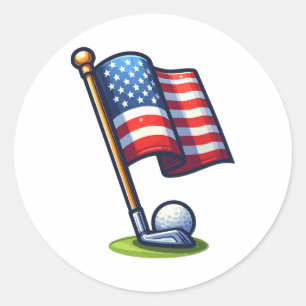 Patriotic Golf 4. Juli Unabhängigkeitstag der USA Runder Aufkleber