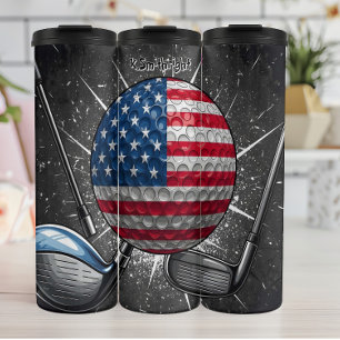Patriotic Golf Ball American Flag Thermosbecher