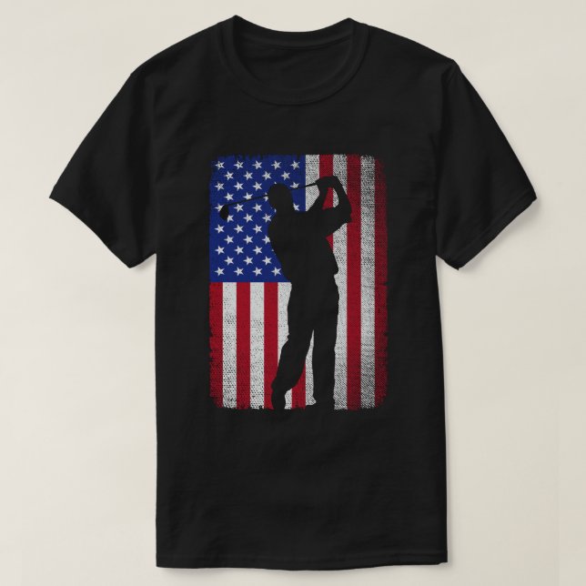 Patriotic Golf Golfing American Flag 4. Juli T-Shirt (Design vorne)
