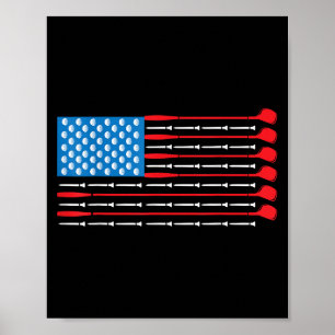 Patriotic Golf Shirt - Usa Flag Golf Clubs & amp; Poster