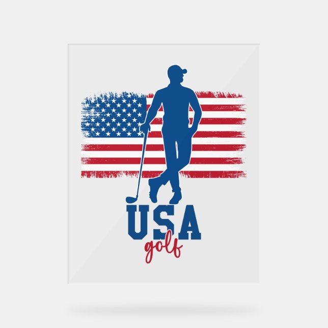 Patriotic Golf USA Acrylschild (Vorderseite)