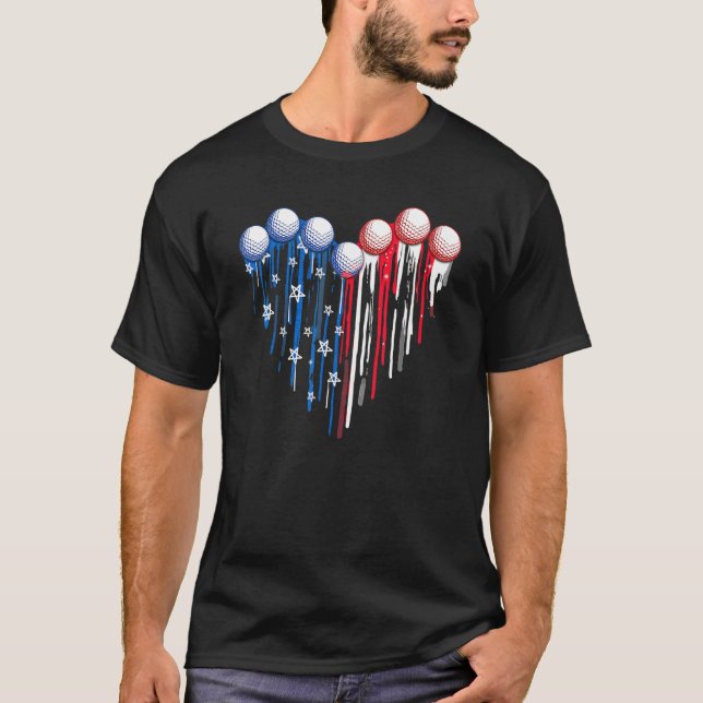 Patriotic Golf USA Flag Golf Clubs 4th of July Gol T-Shirt (Vorderseite)