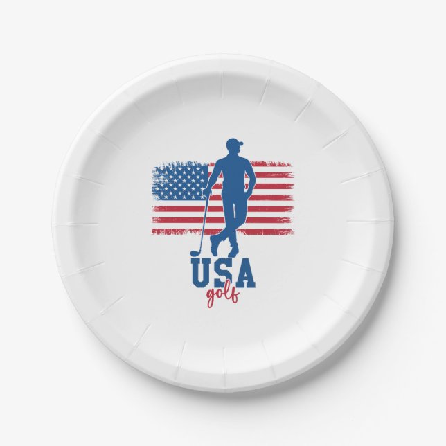 Patriotic Golf USA Pappteller (Vorderseite)