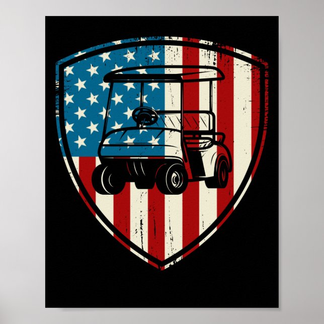 Patriotic Golf Wear USA Strong Golf Cart Poster (Vorne)
