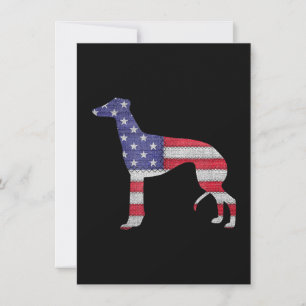 Patriotic Greyhound American Flag Embroidery Dankeskarte
