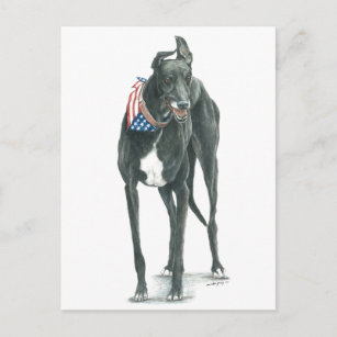 Patriotic Greyhound Dog Art Postcard Postkarte