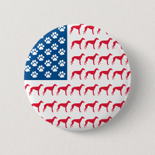Patriotic Greyhound Dog Button