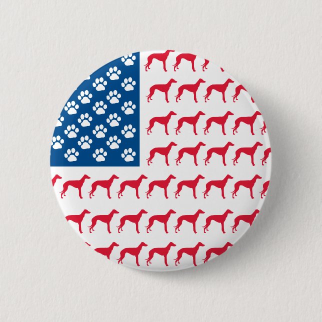Patriotic Greyhound Dog Button (Vorderseite)