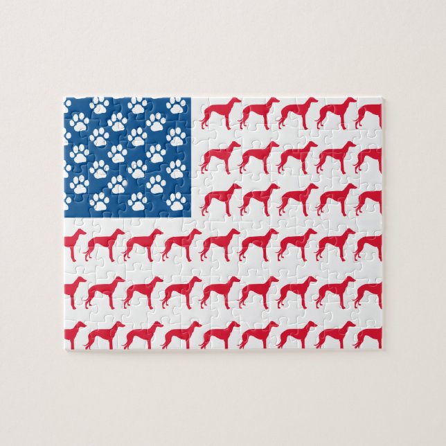 Patriotic Greyhound Dog Puzzle (Horizontal)