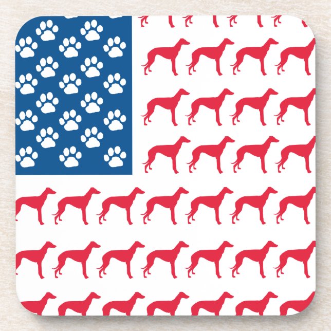 Patriotic Greyhound Dog Untersetzer (Vorderseite)