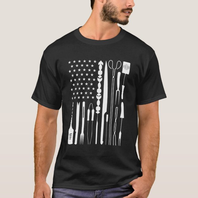 Patriotic Grilling Grillen Utensil US Flag Pitmast T-Shirt (Vorderseite)