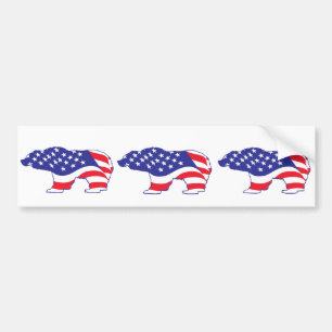 Patriotic-Grizzly Autoaufkleber