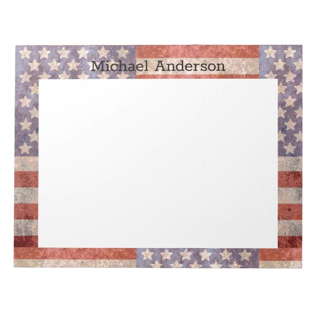 Patriotic Grunge American Flag Notizblock (Vorderseite)