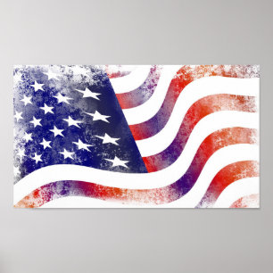 Patriotic Grunge Style verblasste amerikanische Fl Poster