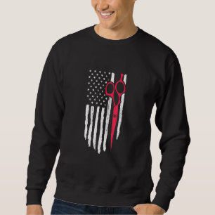 Patriotic Hairstylist American Flag Barber Scissor Sweatshirt