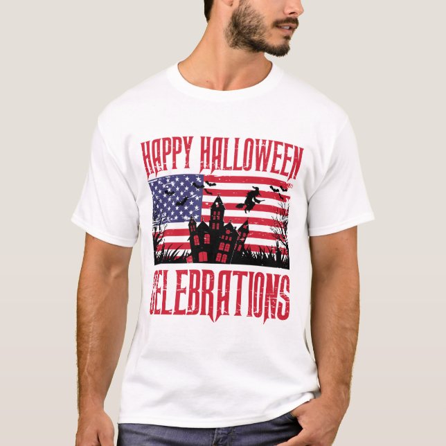Patriotic Halloween, USA Flag Design T - Shirt (Vorderseite)