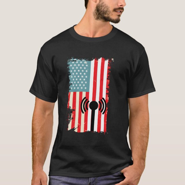 Patriotic Ham Radio Usa Flag Long Sleeve Shirt (Vorderseite)