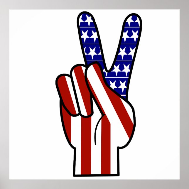 Patriotic Hand Peace Sign Poster (Vorne)