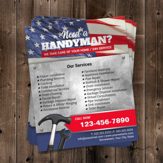 Patriotic Handyman Repair & Maintenance Service Flyer (Von Creator hochgeladen)
