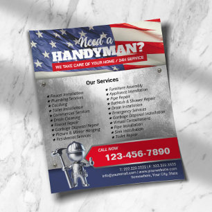 Patriotic Handyman Repair Service 3D Metallarbeite Flyer