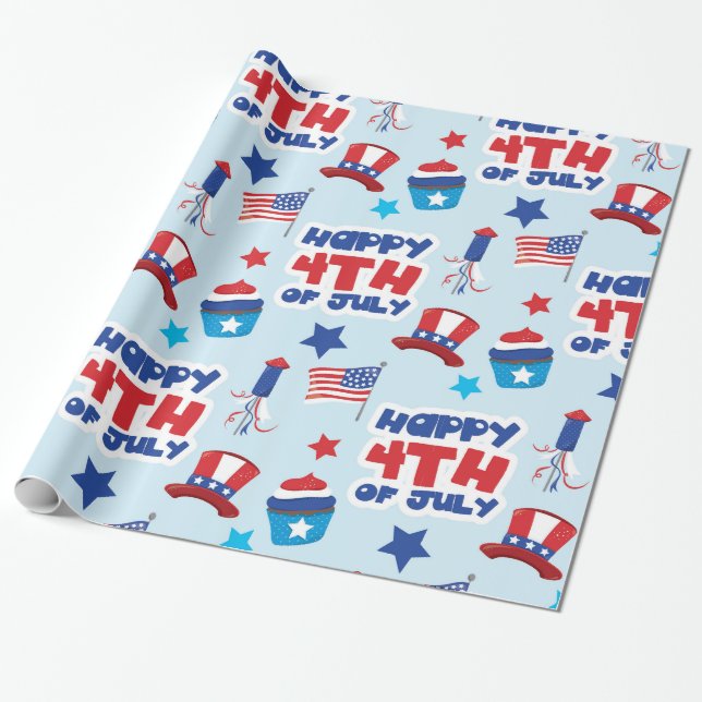 Patriotic happ 4. juli geschenkpapier (Ungerollt)