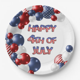 Patriotic Happy 4. Juli Balloon Paper Plate Pappteller