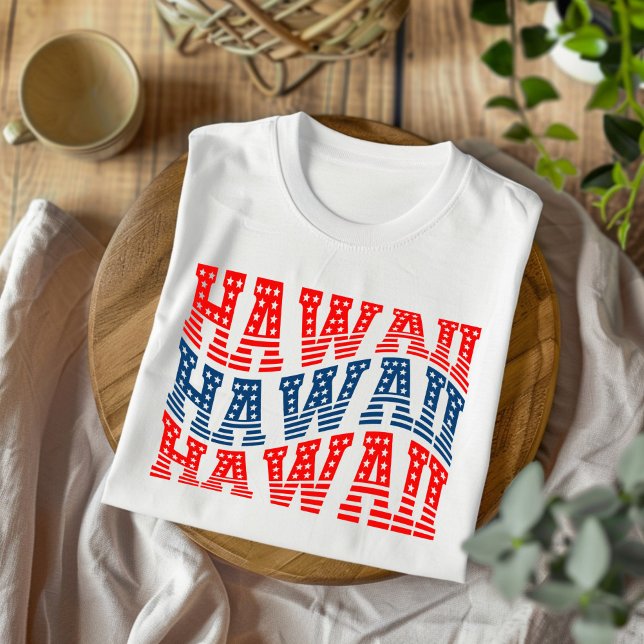 Patriotic Hawaii Red and Blue Boho T - Shirt (Von Creator hochgeladen)