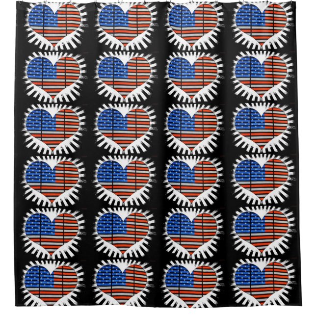 Patriotic Heart American Flag Duschvorhang (Vorderseite)