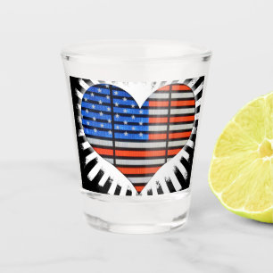 Patriotic Heart American Flag Schnapsglas
