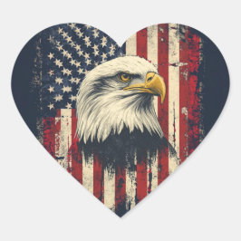 Patriotic Heart Eagle Flag Vinyl Laptop Decal Herz-Aufkleber