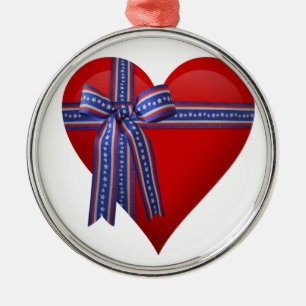 Patriotic Heart Grafik Ornament Aus Metall