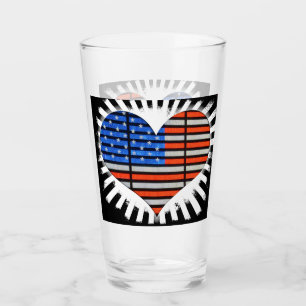 Patriotic Heart Shaped American Flag Glas