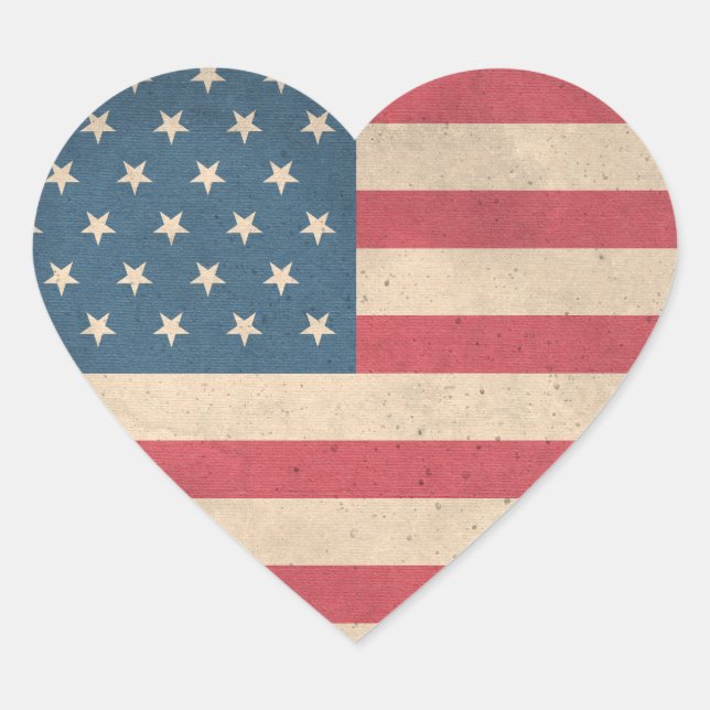 Patriotic Heart Shaped American Flag Herz-Aufkleber (Vorderseite)