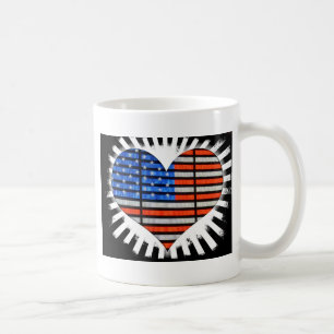 Patriotic Heart Shaped American Flag Neon Kaffeetasse