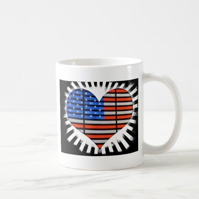 Patriotic Heart Shaped American Flag Neon Kaffeetasse (Rechts)