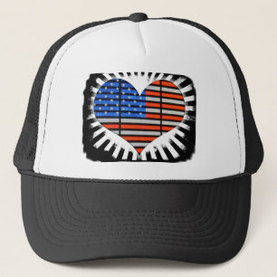Patriotic Heart Shaped American Flag Truckerkappe