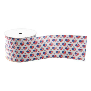 Patriotic Hearts Grosgrain Ribbon Ripsband