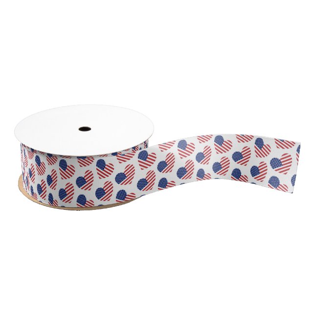 Patriotic Hearts Grosgrain Ribbon Ripsband (Spule)