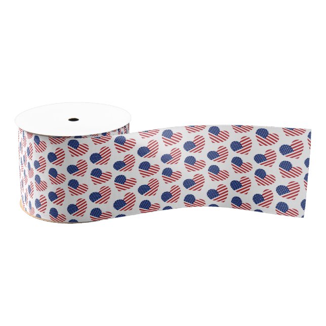 Patriotic Hearts Grosgrain Ribbon Ripsband (Spule)
