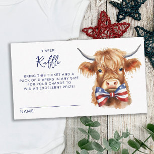 Patriotic Highland Cow Baby Duwer Windelwanne Raff Begleitkarte