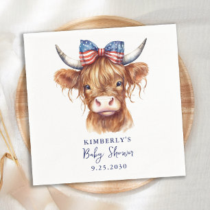 Patriotic Highland Kuh 4. Juli Baby Shower Serviette