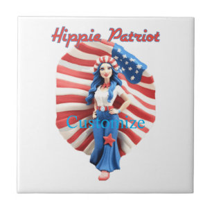 Patriotic Hippie Girl Thunder_Cove Fliese