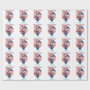 Patriotic Hippie Girl Thunder_Cove Geschenkpapier