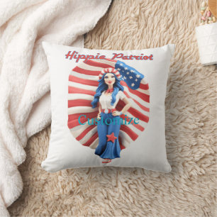 Patriotic Hippie Girl Thunder_Cove Kissen