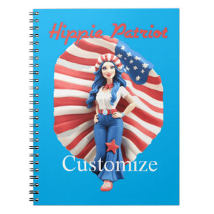 Patriotic Hippie Girl Thunder_Cove Notizblock