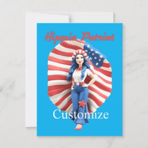 Patriotic Hippie Girl Thunder_Cove Postkarte